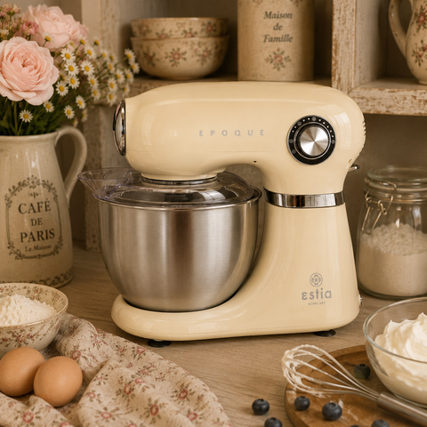 Impastatrice Planetaria Retrò "Epoque" Crema Ciotola 5LT 1000W, Estia Home