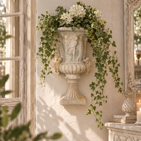 Vaso da Parete Semicircolare in Stile Barocco Beige - Clayre & Eef, 77cm