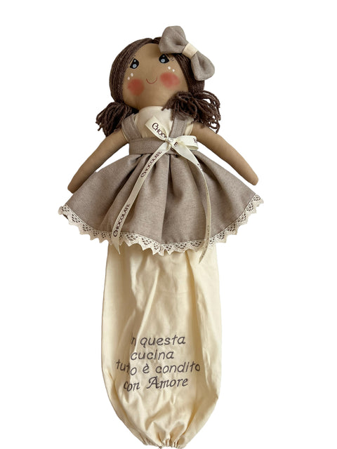 Bambola Porta Sacchetti in Stoffa – Artigianale 100% Cotone Personalizzabile – 60 cm – Made in Italy