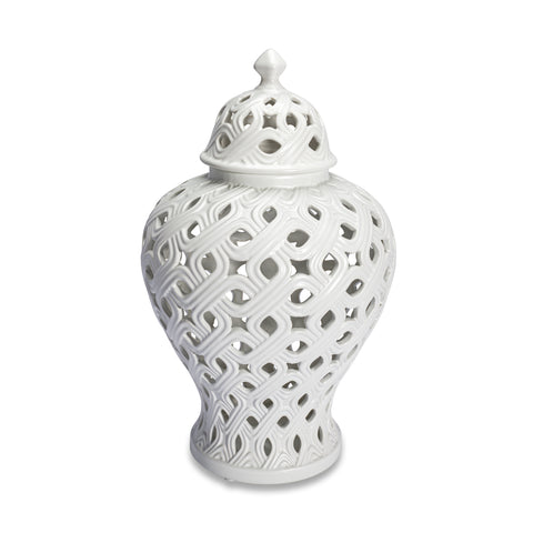Potiche Intrecci by Henriette – Bianco Lucido, 21×35 cm