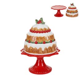 Torta Decorativa Natalizia con Alzata Goodwill - Box Portaoggetti Rosso/Marrone 29 cm