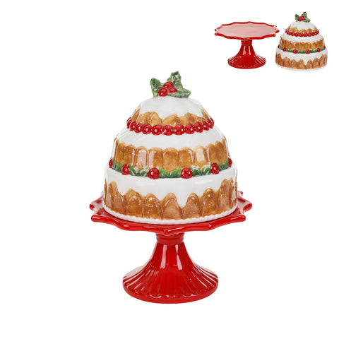 Torta Decorativa Natalizia con Alzata Goodwill - Box Portaoggetti Rosso/Marrone 29 cm