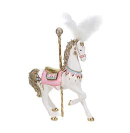Cavallo Carosello Decorativo Goodwill “Cotton Candy Carousel” Rosa, Crema e Oro - 53,5 cm