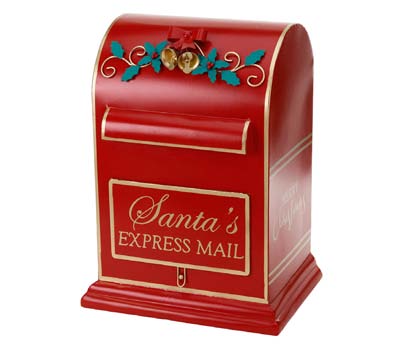 Cassetta Postale Natalizia “Santa’s Express Mail” Goodwill in Metallo - Rossa 41,5 cm