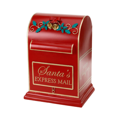 Cassetta Postale Natalizia “Santa’s Express Mail” Goodwill in Metallo - Rossa 41,5 cm