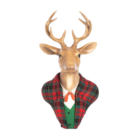 Decorazione da Parete “Gentleman Deer Head” – Goodwill by Mark Roberts – Rosso/Verde – 34,5 cm