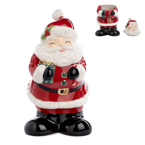 Barattolo Portabiscotti Babbo Natale in Ceramica 34 cm – Contenitore Decorativo Natalizio