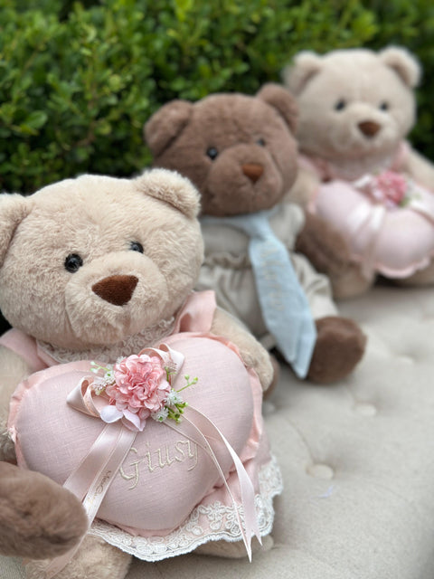 Orsetto artigianale personalizzabile – 30 cm – Fatto a mano con accessori su misura