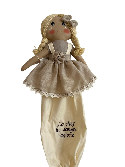 Bambola Porta Sacchetti in Stoffa – Artigianale 100% Cotone Personalizzabile – 60 cm – Made in Italy