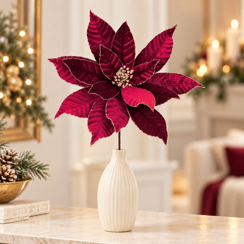 Stella di Natale Gigante in Velluto Bordeaux e Oro – Goodwill, Ø46cm