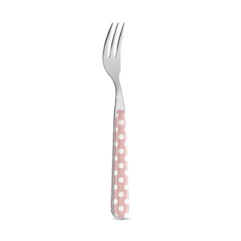 Set 6 Forchettine da Dessert Rosa a Pois in Acciaio Inox - 3x20cm