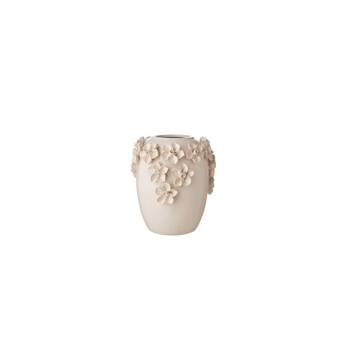 Vaso in Ceramica con Fiori a Rilievo L'Arte di Nacchi - 17,5x20x20 cm
