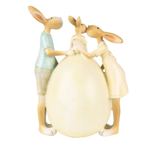 Clayre & Eef Statuetta Coniglietti “Happy Together” 17 cm – Decorazione Shabby Chic in Poliresina