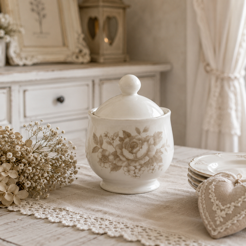 Zuccheriera Splendor Beige in Ceramica by Blanc Mariclò - 8x8x11 cm
