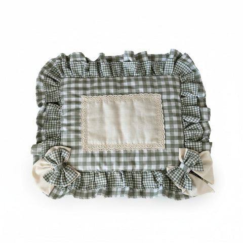 Copripiano Cottura Sartoriale Shabby Chic Imbottito Volant e Fiocchi - 50x60cm, 75x50cm