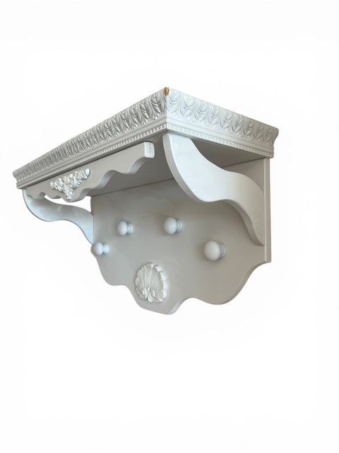 Appendiabiti da Parete Shabby Chic con Mensola Decorata 70x40