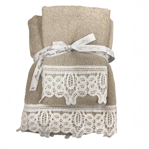 Coppia Spugne con Fascia in Pizzo – Blanc MariClò | Varianti Bianco Panna e Beige