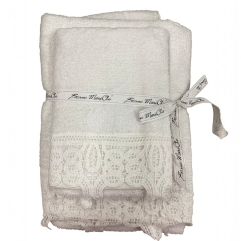Coppia Spugne con Fascia in Pizzo – Blanc MariClò | Varianti Bianco Panna e Beige