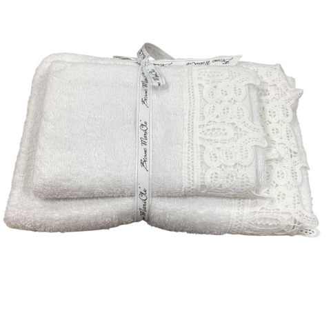 Coppia Spugne con Fascia in Pizzo – Blanc MariClò | Varianti Bianco Panna e Beige