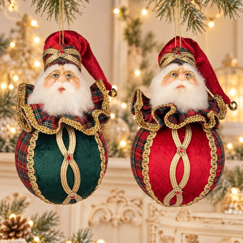 Palla di Natale Santa Ball in Velluto e Tartan – Goodwill, 11cm