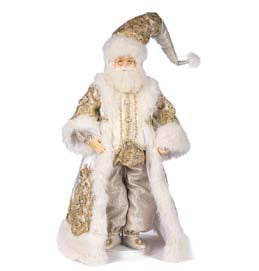 Babbo Natale Decorativo “Regal Winter Santa” Goodwill con Stand e Scatola - Crema e Oro 76 cm