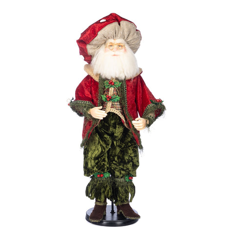 Babbo Natale Decorativo “Woodland Mushroom Santa” Goodwill con Stand e Scatola - Rosso/Verde 76 cm