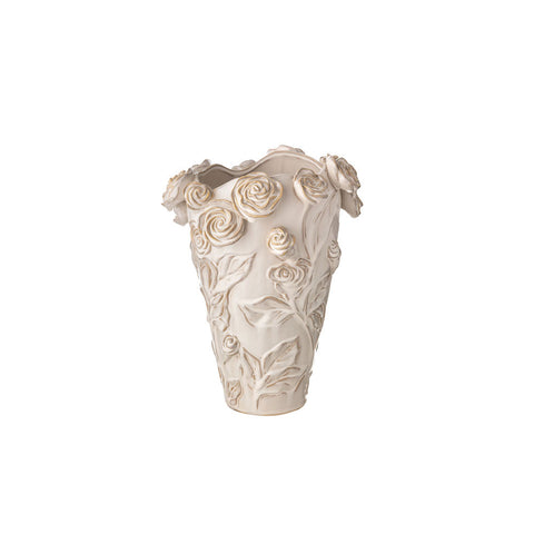 Vaso Grande con Rose in Ceramica L'Arte di Nacchi - 25x35x25 cm