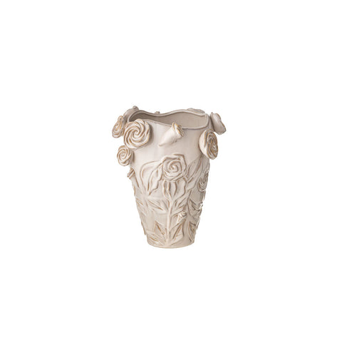 Vaso Alto con Rose in Ceramica L'Arte di Nacchi - 23x29x23 cm