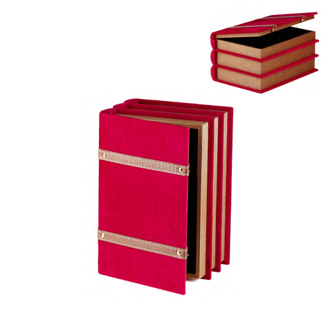 Scatola Libro Decorativa in Velluto Rosso Goodwill - 30 cm