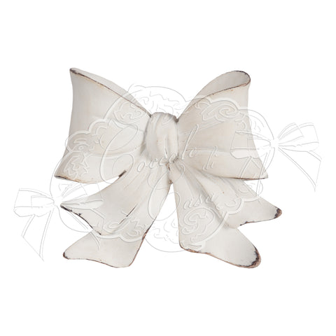 Set 2 Fermatenda Shabby Chic a Forma di Fiocco "Bow" - 12,5x9,5x12,5 cm - Decorazioni per Tende in Stile Provenzale
