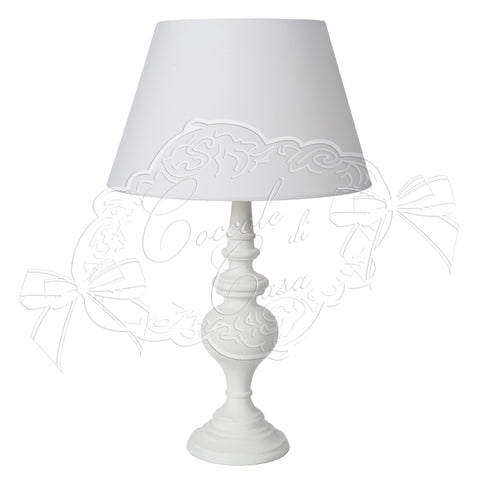 Lampada Shabby Chic "Ines" con Cappa Bianca - H.55 cm