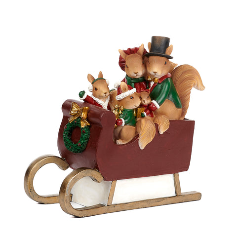 Squirrel Family on Sled 26cm