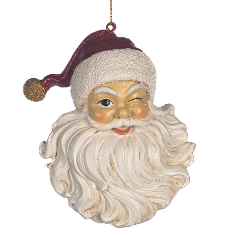 Decorazione “Winking Santa Head” – Testa di Babbo Natale che Fa l’Occhiolino – 11,5 cm