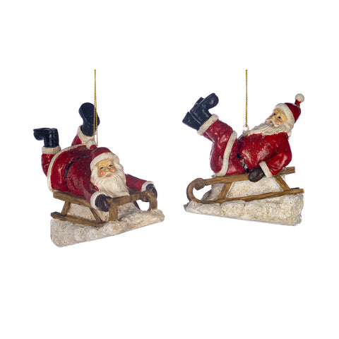 Decorazione “Santa on Sleigh” – Babbo Natale sulla Slitta – 10,5 cm – 2 Varianti
