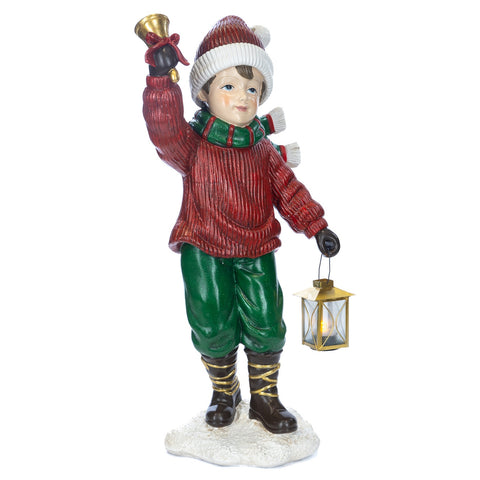 Bambino Natalizio Decorativo con Lanterna LED Goodwill - 70 cm Rosso, a Batteria