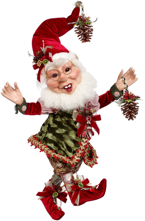 Pinecone Elf 43 cm – Elfo Natalizio Verde e Rosso con Pigne | Goodwill by Mark Roberts