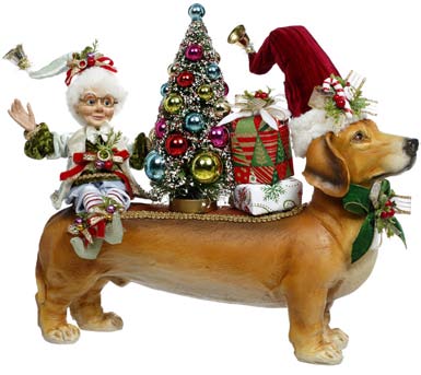 Decorazione “Nothing But a Hound Dog & Elf” – Goodwill by Mark Roberts – Marrone/Rosso – 44,5 cm