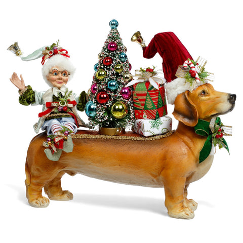 Decorazione “Nothing But a Hound Dog & Elf” – Goodwill by Mark Roberts – Marrone/Rosso – 44,5 cm