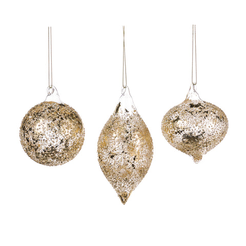 Addobbo Natalizio "Crush Ball" Oro/Trasparente 8 cm – Sfera, Fuso o Cipolla | Goodwill