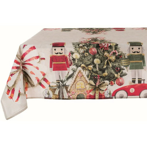 Mantel navideño cuadrado de algodón Cascanueces 160x160 cm de Blanc Mariclò