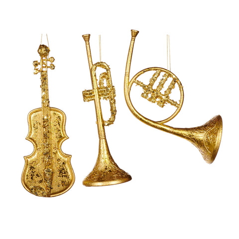 Decorazioni Strumenti Musicali Antichi Dorati 25 cm – Varianti Violino, Tromba e Corno Goodwill