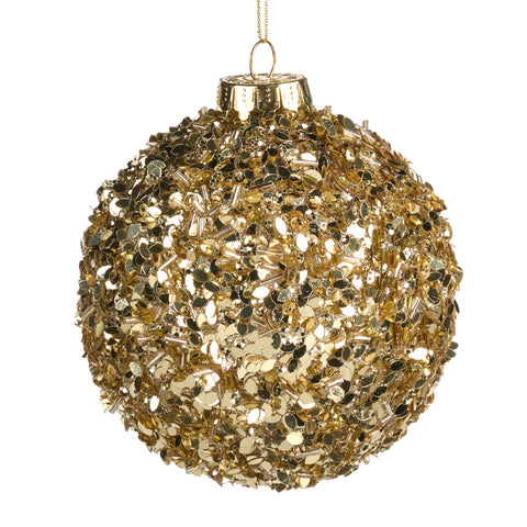 Palla di Natale Oro con Paillettes e Perline Ø10 cm – Goodwill