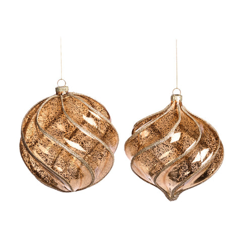 Addobbo Natalizio in Vetro a Spirale 3D Marrone e Oro – Goodwill, 15cm