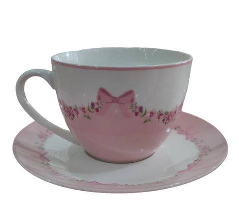 Tazza con piattino fiocco