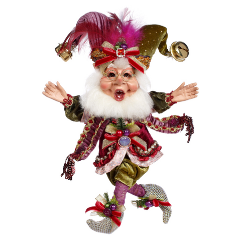 Most Wonderful Time Elf 25,5 cm – Elfo Natalizio Borgogna, Verde e Viola | Goodwill by Mark Roberts