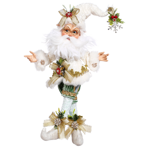 Northpole Snowflake Santa 33 cm – Elfo Natalizio in Bianco e Verde | Goodwill by Mark Roberts