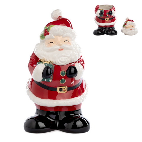 Barattolo Portabiscotti Babbo Natale in Ceramica 34 cm – Contenitore Decorativo Natalizio