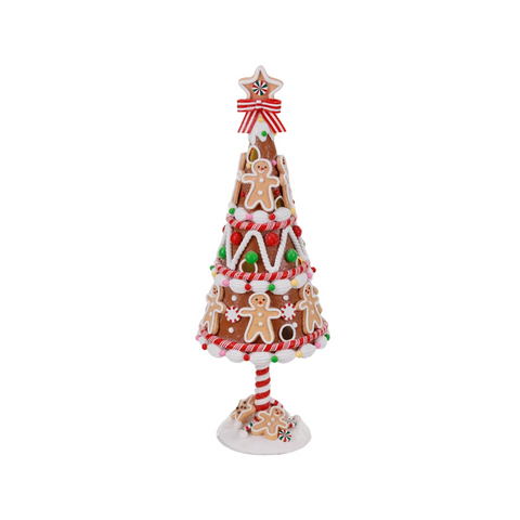 Albero di Natale Gingerbread in Clay 33 cm – Decorazione Natalizia con Biscottini e Caramelle