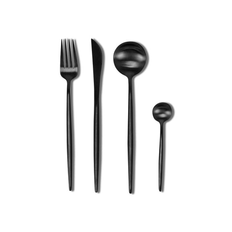 Matt Chic - Set Posate Nere da 24 pezzi in Acciaio Inox