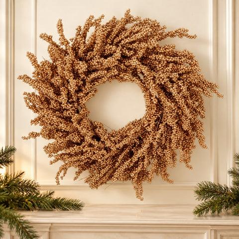 Ghirlanda Natalizia di Bacche Metallizzate Oro – Goodwill, 80cm
